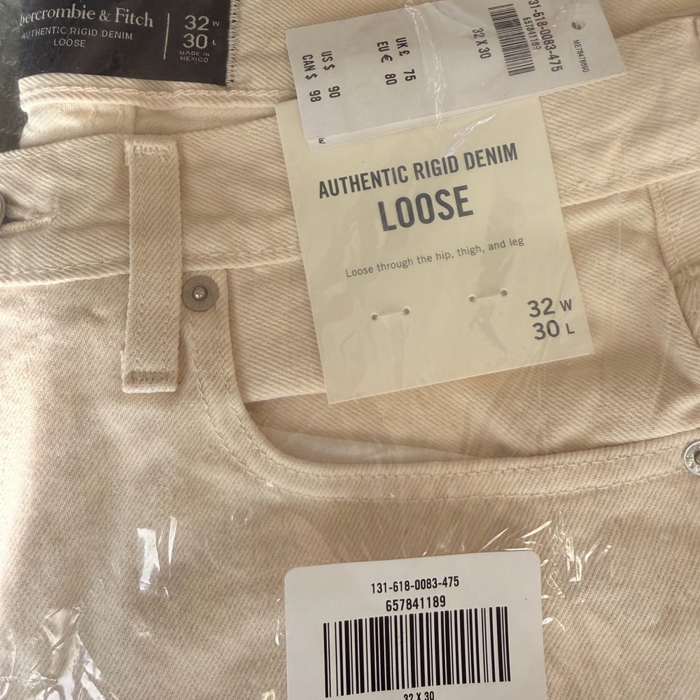 Abercrombie & Fitch Cream Loose Fit Men Pants